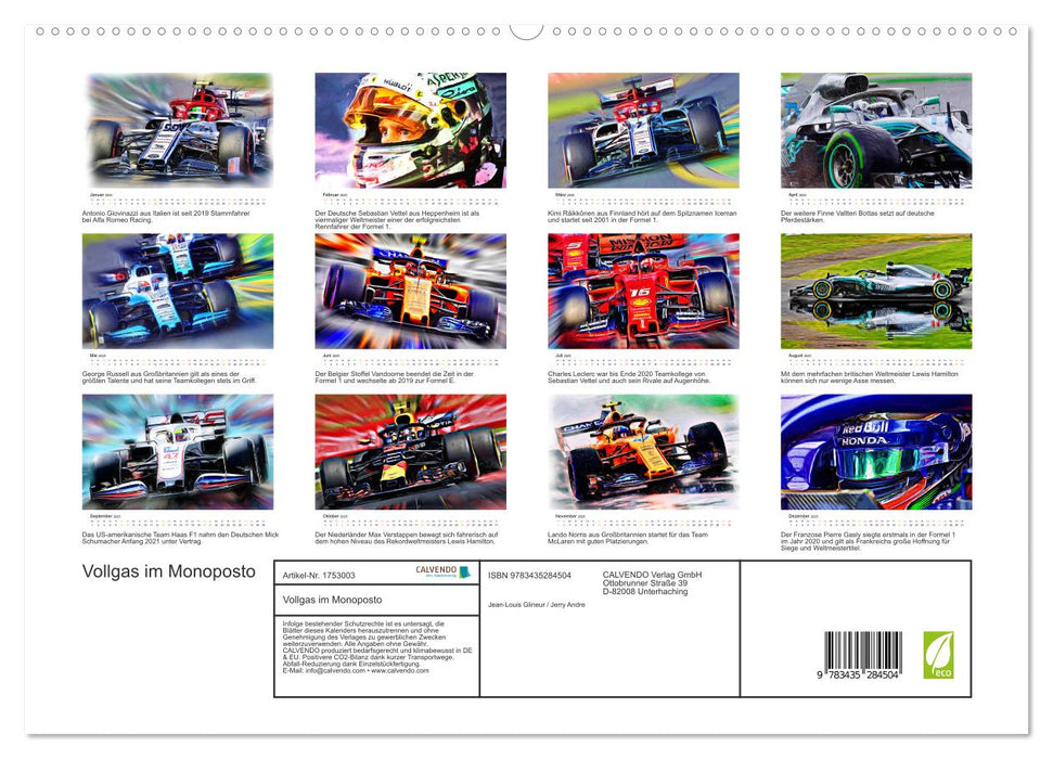 Vollgas im Monoposto (CALVENDO Premium Wandkalender 2025)