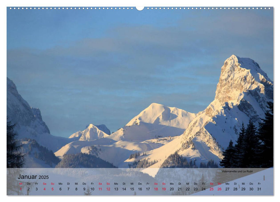 Saanenland. Ein Kalender aus dem Berner Oberland (CALVENDO Premium Wandkalender 2025)