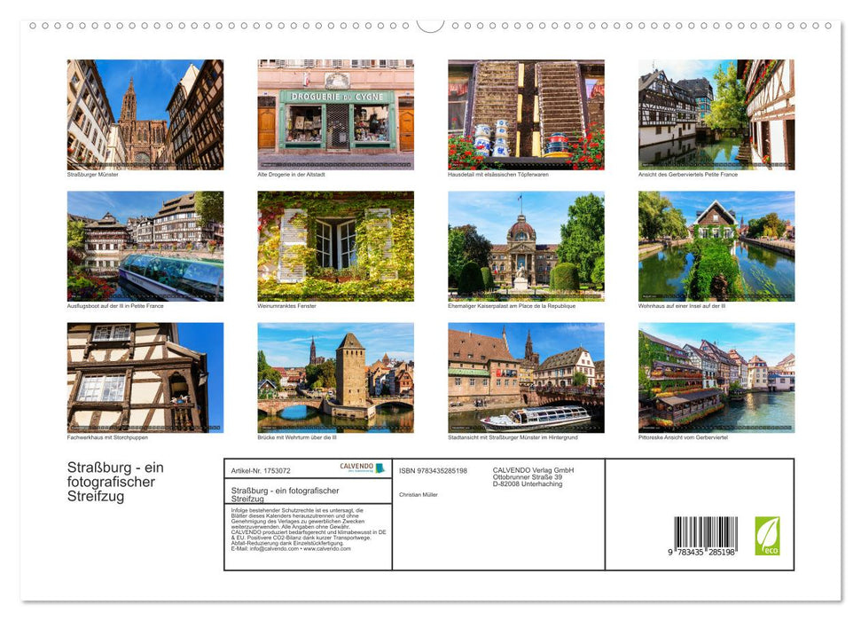 Straßburg - ein fotografischer Streifzug (CALVENDO Premium Wandkalender 2025)