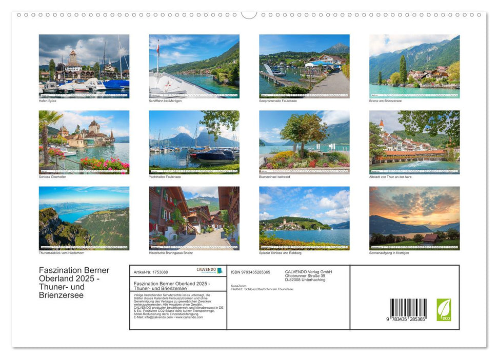 Faszination Berner Oberland 2025 - Thuner- und Brienzersee (CALVENDO Premium Wandkalender 2025)