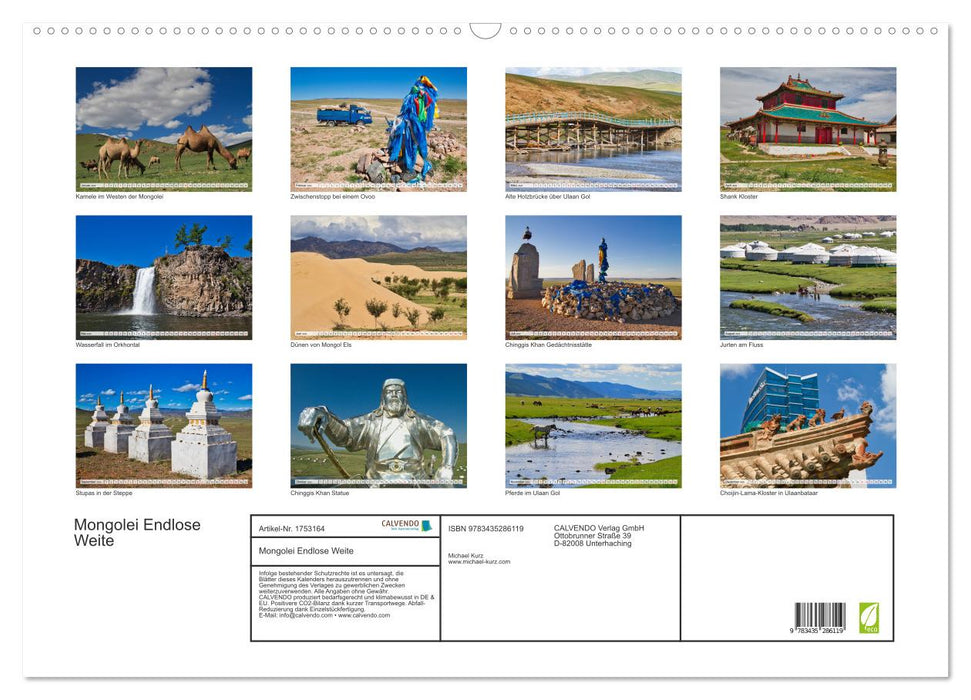 Mongolei Endlose Weite (CALVENDO Wandkalender 2025)