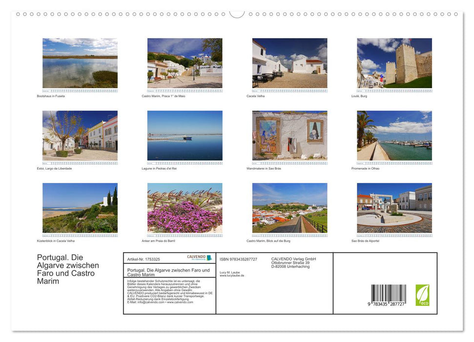 Portugal. Die Algarve zwischen Faro und Castro Marim (CALVENDO Premium Wandkalender 2025)