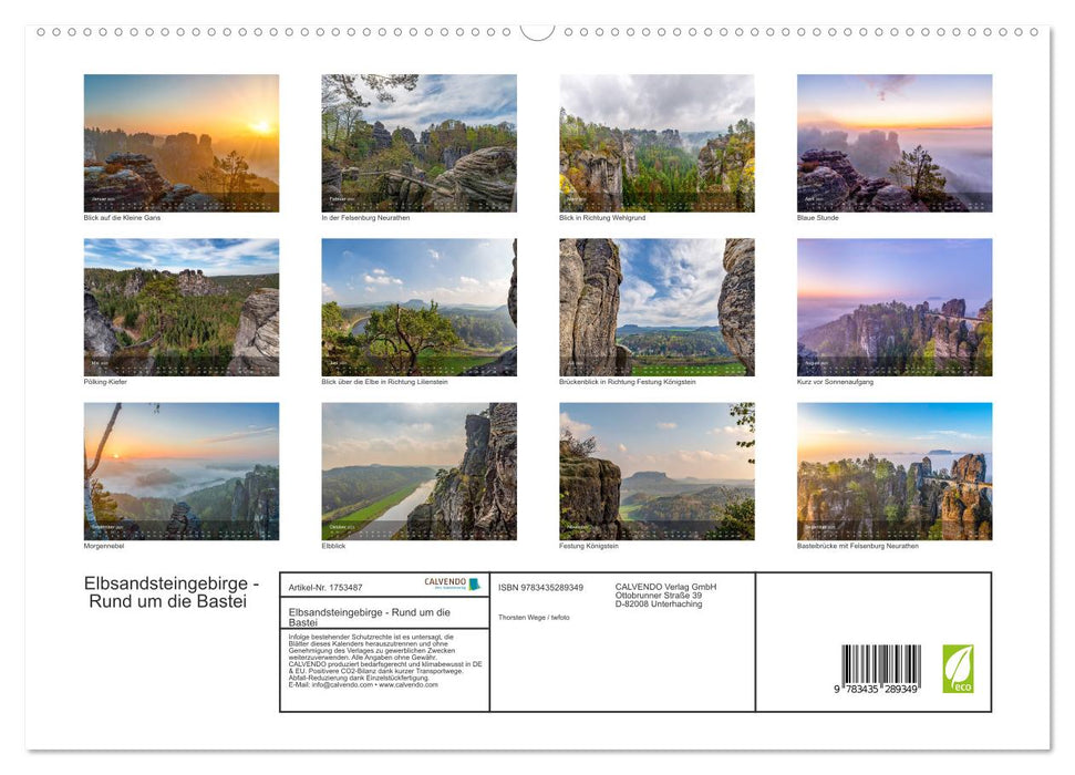 Elbsandsteingebirge - Rund um die Bastei (CALVENDO Premium Wandkalender 2025)