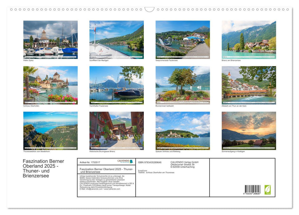 Faszination Berner Oberland 2025 - Thuner- und Brienzersee (CALVENDO Wandkalender 2025)