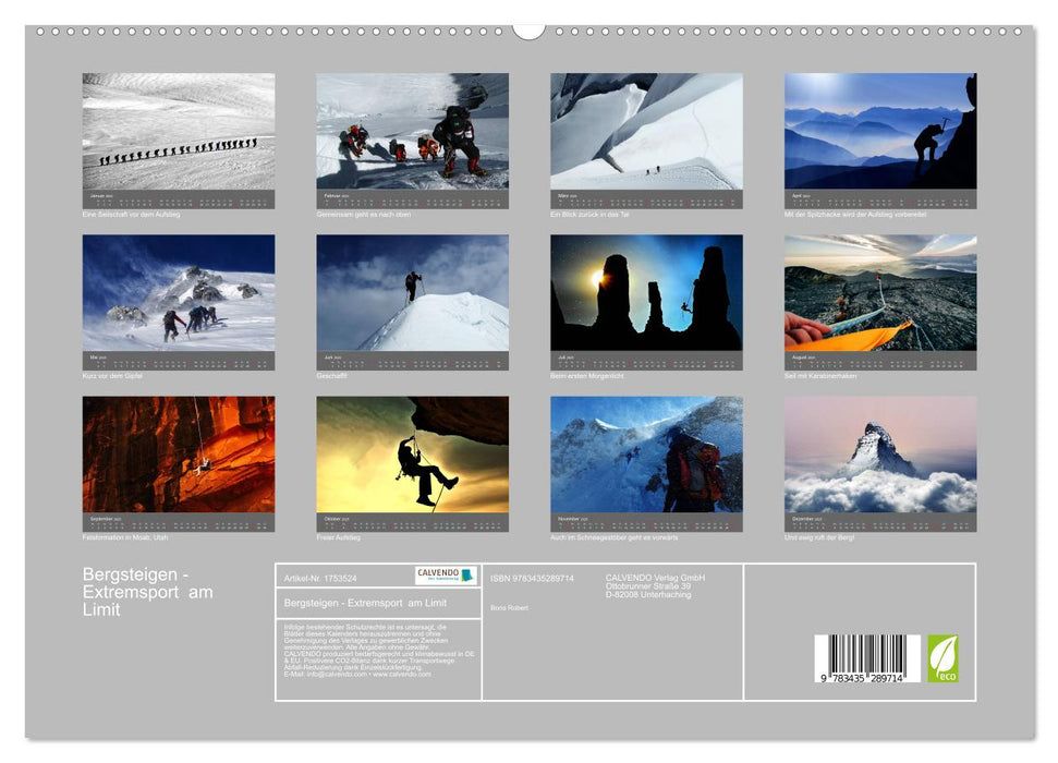 Bergsteigen - Extremsport am Limit (CALVENDO Premium Wandkalender 2025)