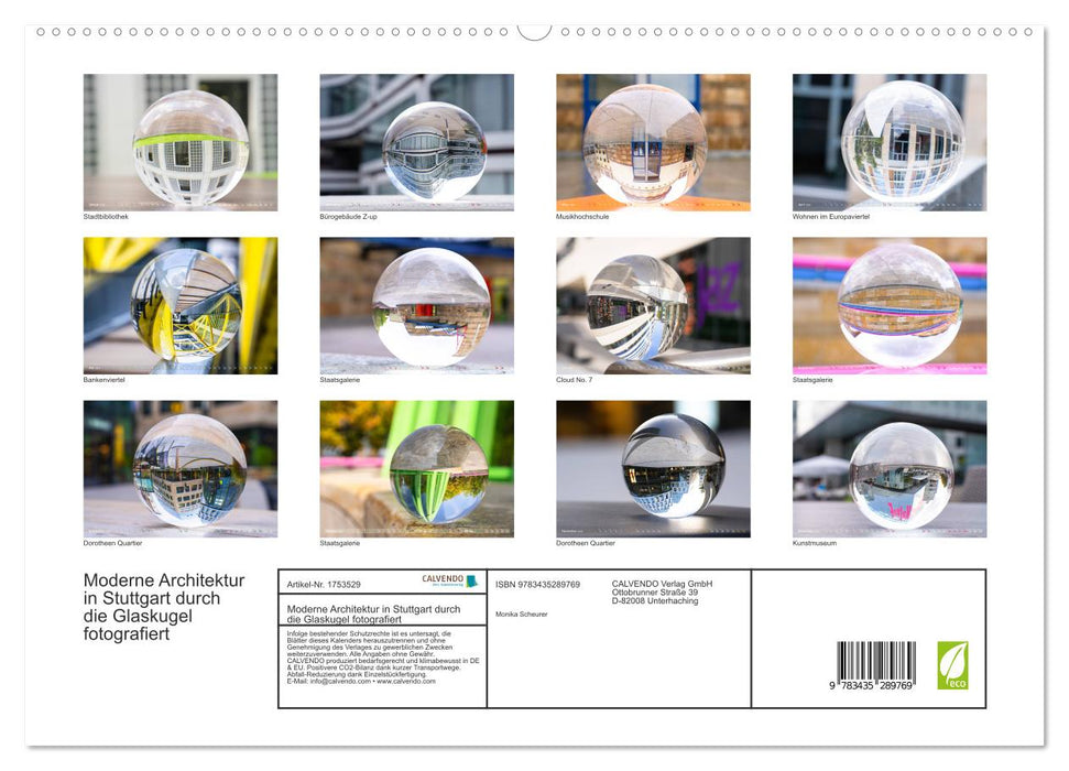 Moderne Architektur in Stuttgart durch die Glaskugel fotografiert (CALVENDO Premium Wandkalender 2025)