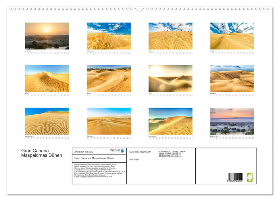 Gran Canaria - Maspalomas Dünen (CALVENDO Wandkalender 2025)