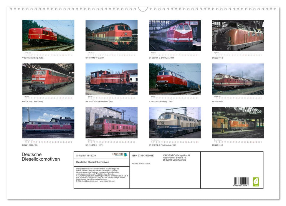 Deutsche Diesellokomotiven (CALVENDO Wandkalender 2025)