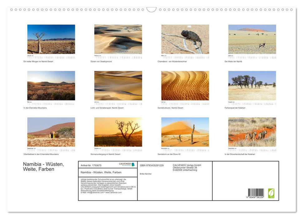 Namibia - Wüsten, Weite, Farben (CALVENDO Wandkalender 2025)