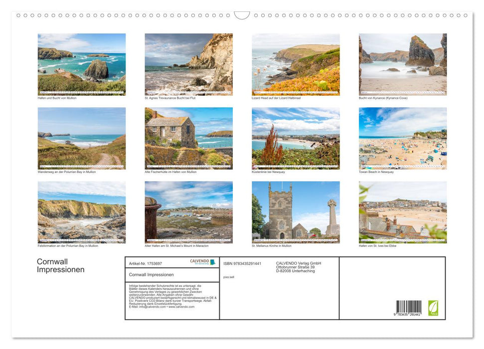 Cornwall Impressionen (CALVENDO Wandkalender 2025)