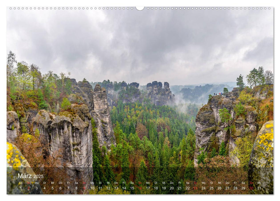 Elbsandsteingebirge - Rund um die Bastei (CALVENDO Wandkalender 2025)