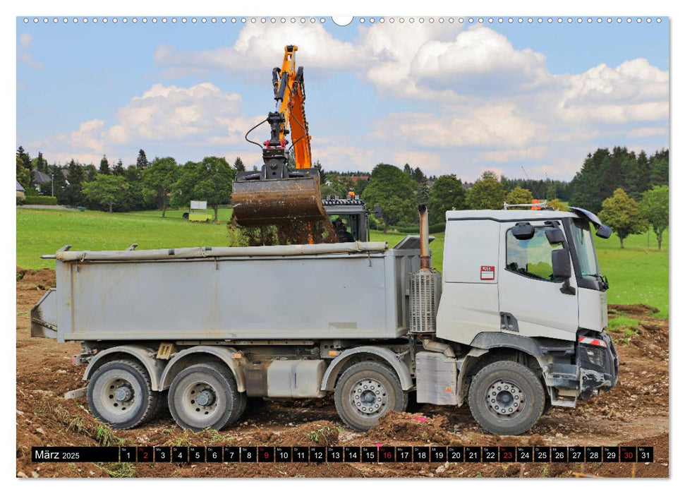 Baufahrzeuge auf der Baustelle (CALVENDO Premium Wandkalender 2025)