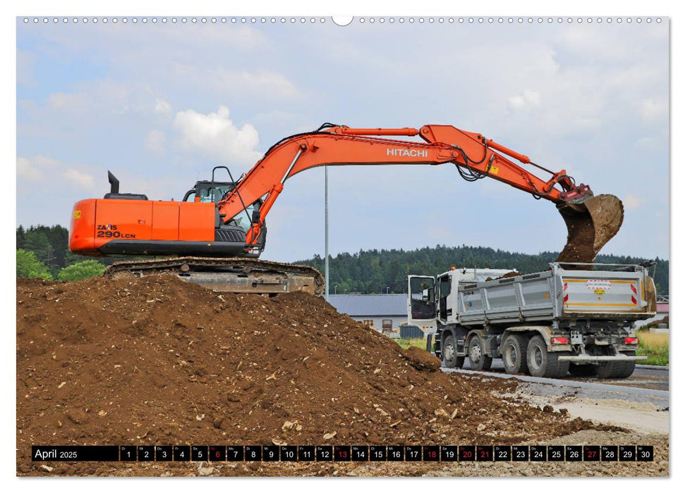 Baufahrzeuge auf der Baustelle (CALVENDO Premium Wandkalender 2025)