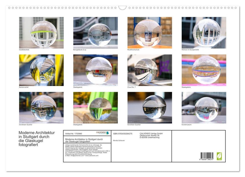 Moderne Architektur in Stuttgart durch die Glaskugel fotografiert (CALVENDO Wandkalender 2025)