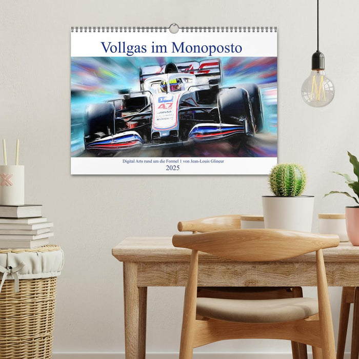 Vollgas im Monoposto - Digital Arts rund um die Formel 1 von Jean-Louis Glineur (CALVENDO Wandkalender 2025)