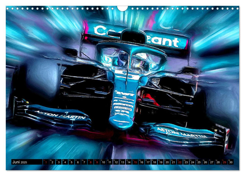 Vollgas im Monoposto - Digital Arts rund um die Formel 1 von Jean-Louis Glineur (CALVENDO Wandkalender 2025)