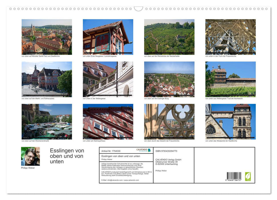 Esslingen von oben und von unten (CALVENDO Wandkalender 2025)