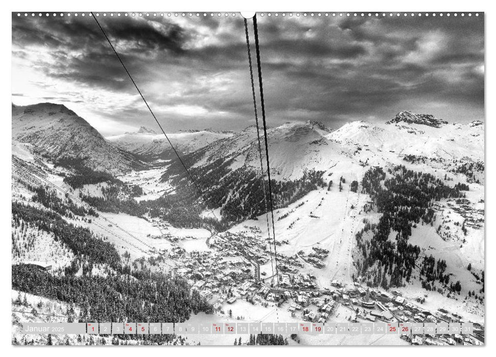 Arlberg black and white (CALVENDO Premium Wandkalender 2025)