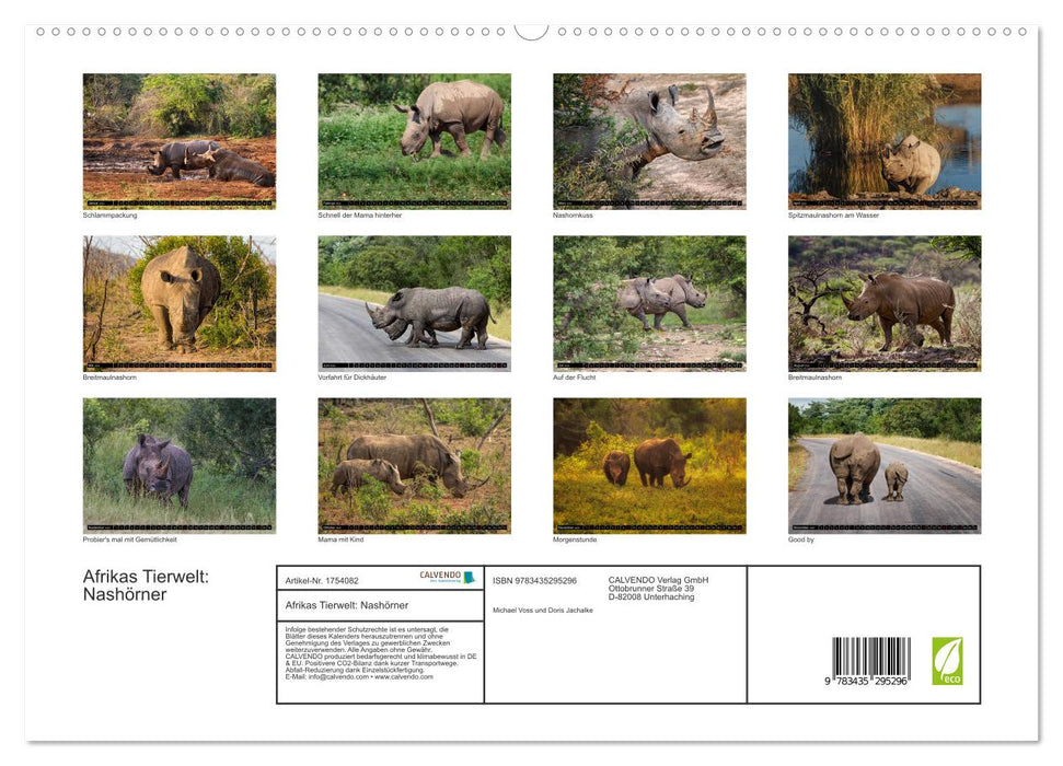 Afrikas Tierwelt: Nashörner (CALVENDO Premium Wandkalender 2025)