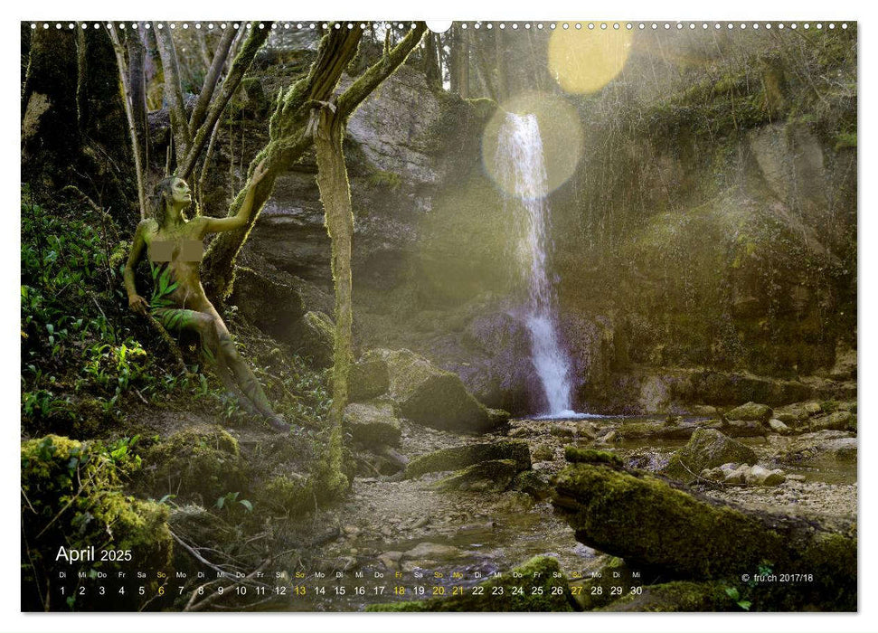 BODYPAINTING AM WASSERFALL VON LINN (CALVENDO Premium Wandkalender 2025)