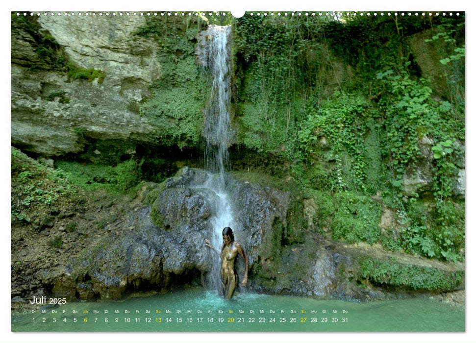 BODYPAINTING AM WASSERFALL VON LINN (CALVENDO Premium Wandkalender 2025)