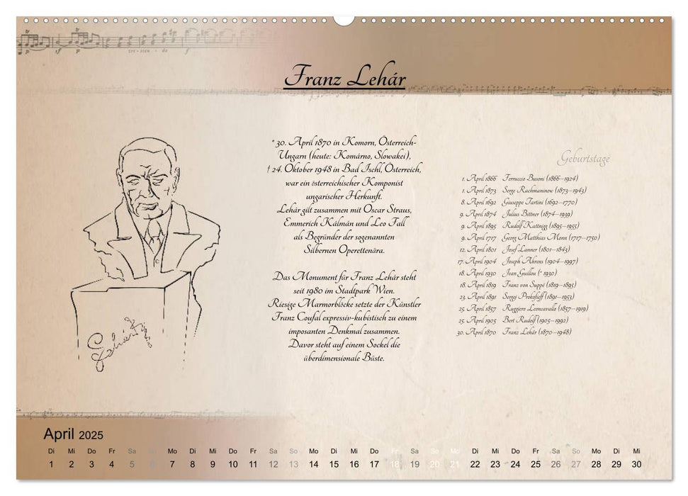 Von Mozart bis Beethoven (CALVENDO Premium Wandkalender 2025)