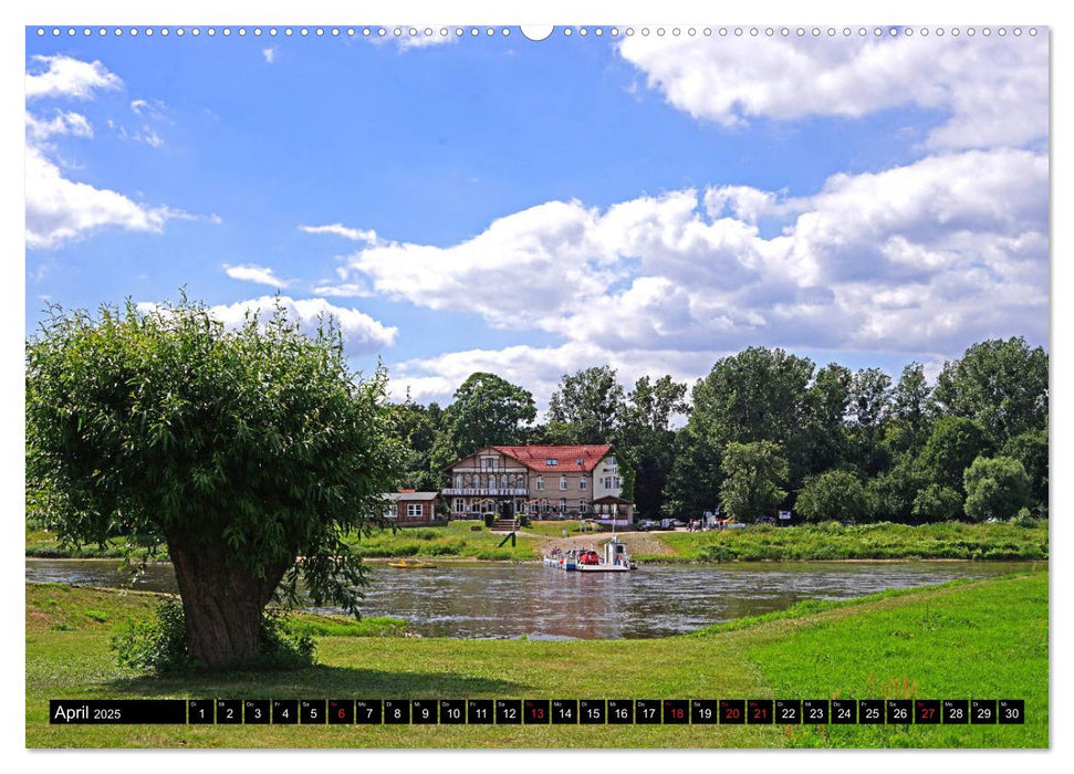 Elberadweg von Lutherstadt Wittenberg bis Hitzacker (CALVENDO Wandkalender 2025)