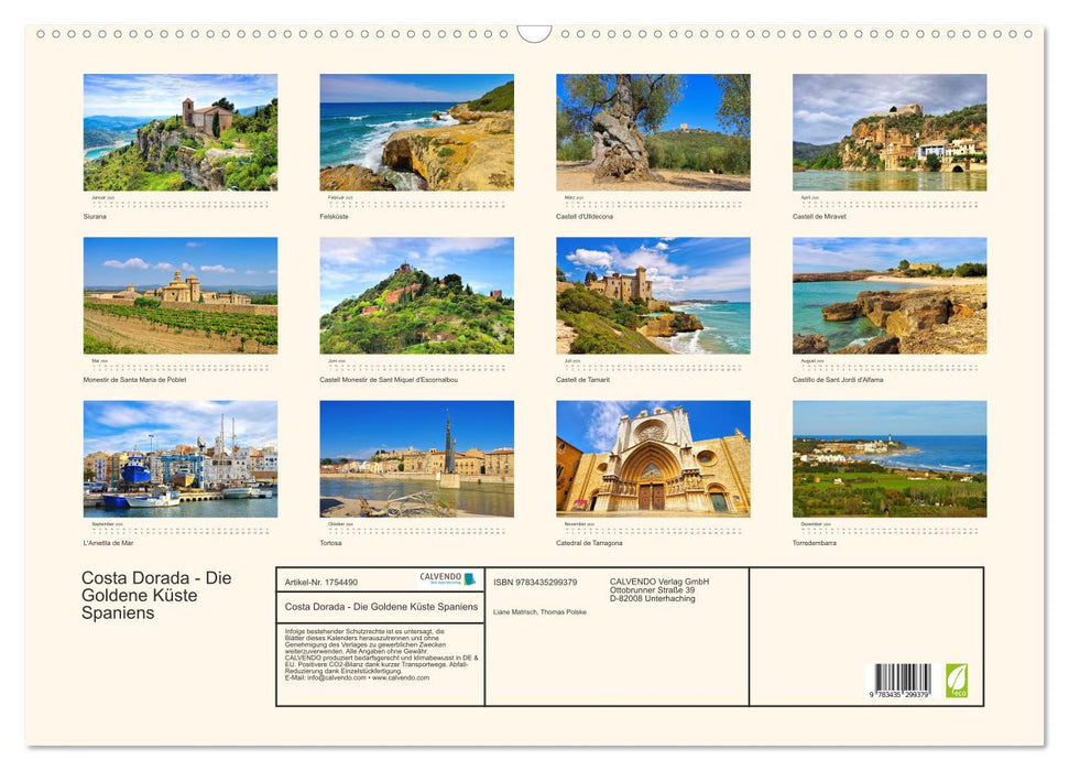 Costa Dorada - Die Goldene Küste Spaniens (CALVENDO Wandkalender 2025)