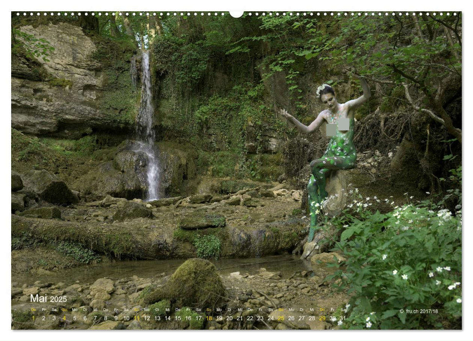 BODYPAINTING AM WASSERFALL VON LINN (CALVENDO Wandkalender 2025)