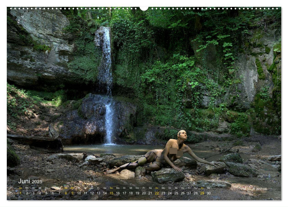 BODYPAINTING AM WASSERFALL VON LINN (CALVENDO Wandkalender 2025)