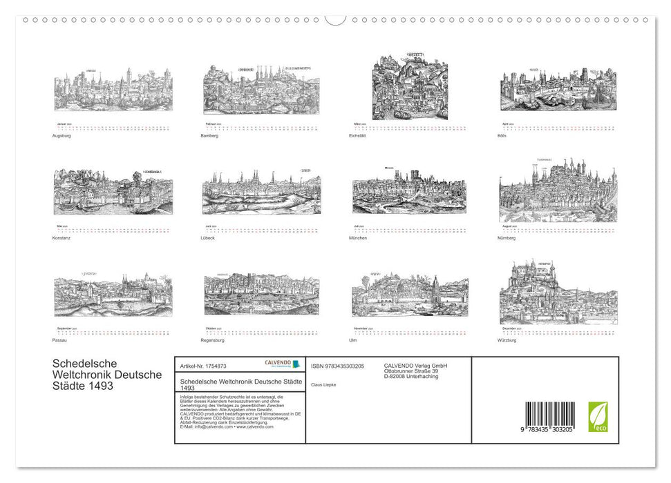 Schedelsche Weltchronik Deutsche Städte 1493 (CALVENDO Premium Wandkalender 2025)