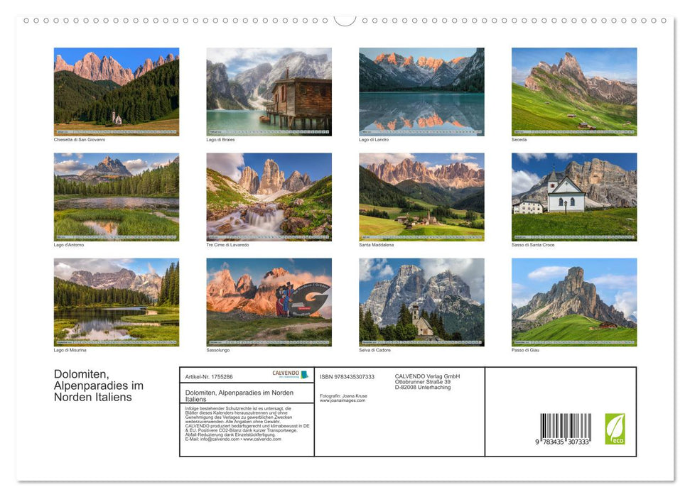 Dolomiten, Alpenparadies im Norden Italiens (CALVENDO Premium Wandkalender 2025)