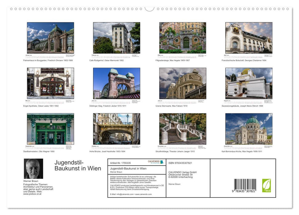 Jugendstil-Baukunst in Wien (CALVENDO Premium Wandkalender 2025)