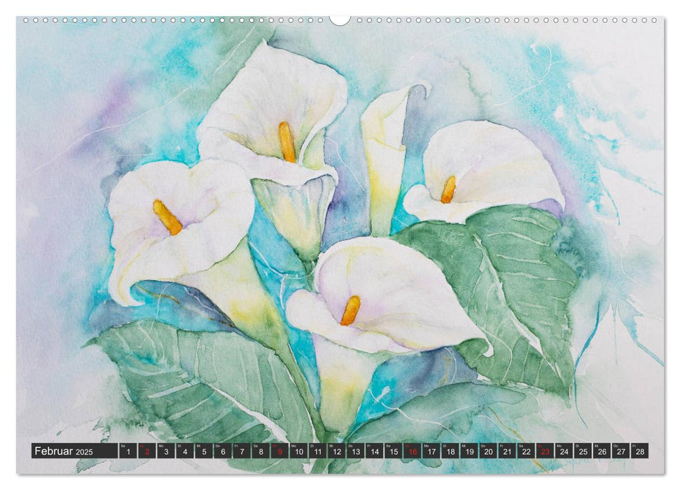 Blumenbilder in Aquarell (CALVENDO Premium Wandkalender 2025)