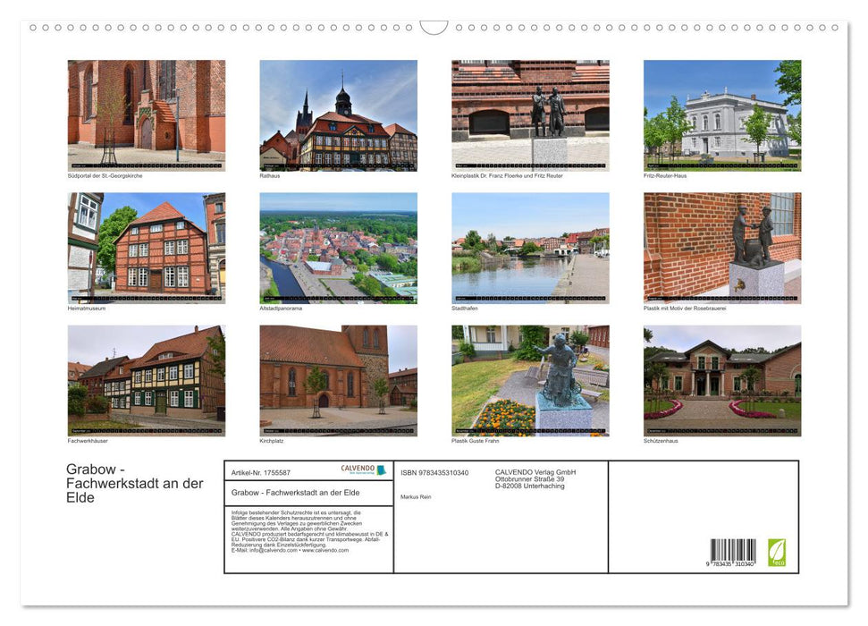 Grabow - Fachwerkstadt an der Elde (CALVENDO Wandkalender 2025)