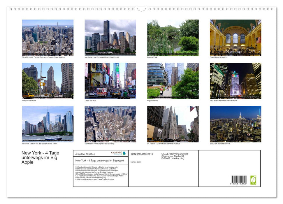 New York - 4 Tage unterwegs im Big Apple (CALVENDO Wandkalender 2025)