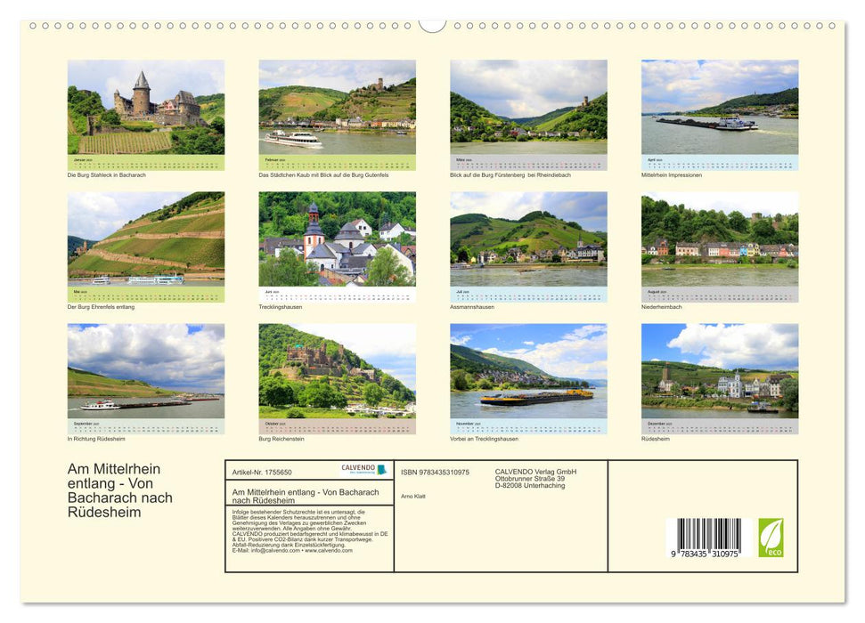 Am Mittelrhein entlang - Von Bacharach nach Rüdesheim (CALVENDO Premium Wandkalender 2025)