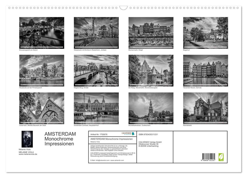 AMSTERDAM Monochrome Impressionen (CALVENDO Wandkalender 2025)