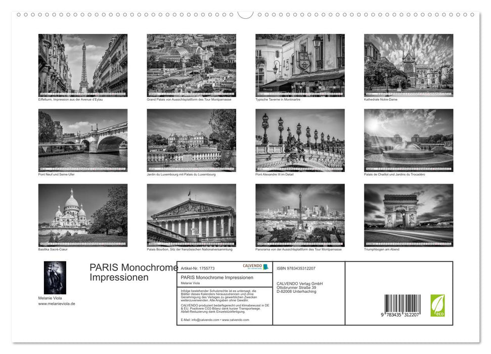 PARIS Monochrome Impressionen (CALVENDO Premium Wandkalender 2025)