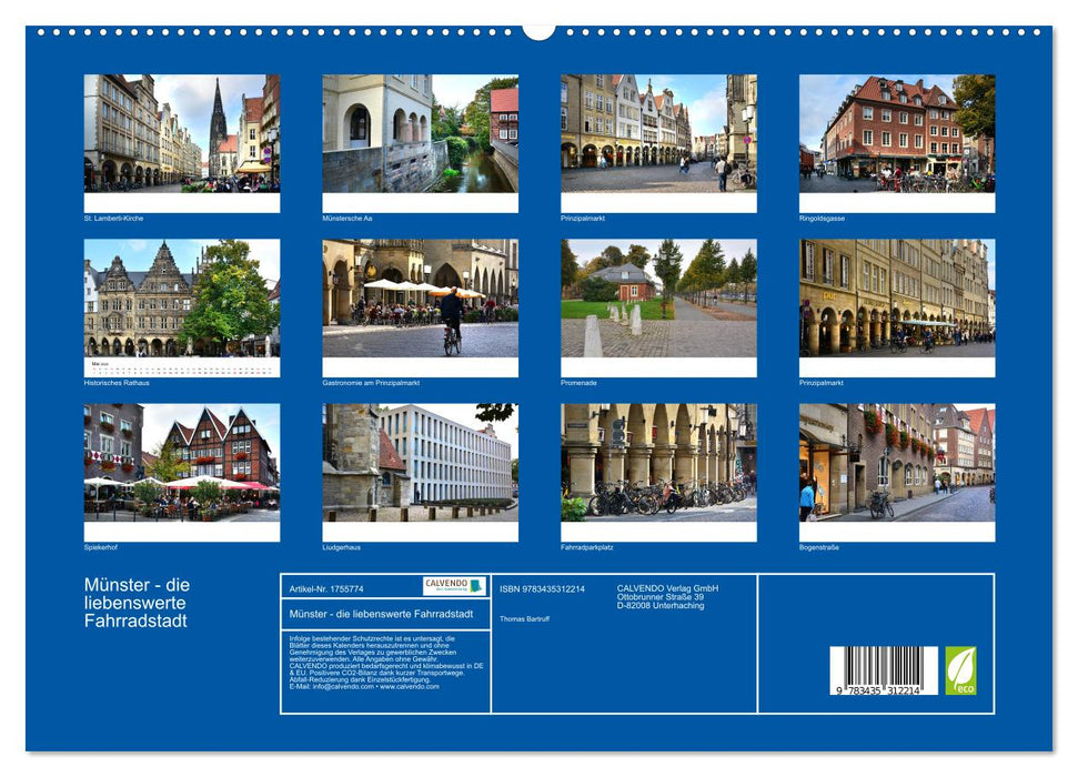 Münster - die liebenswerte Fahrradstadt (CALVENDO Premium Wandkalender 2025)