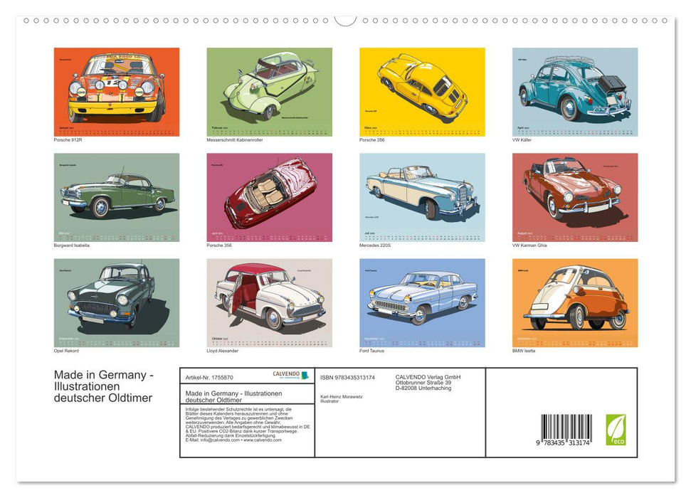 Made in Germany - Illustrationen deutscher Oldtimer (CALVENDO Premium Wandkalender 2025)