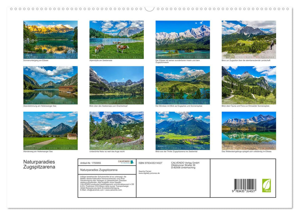 Naturparadies Zugspitzarena (CALVENDO Premium Wandkalender 2025)