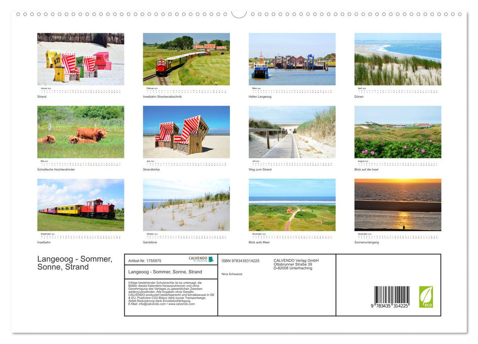 Langeoog - Sommer, Sonne, Strand (CALVENDO Premium Wandkalender 2025)