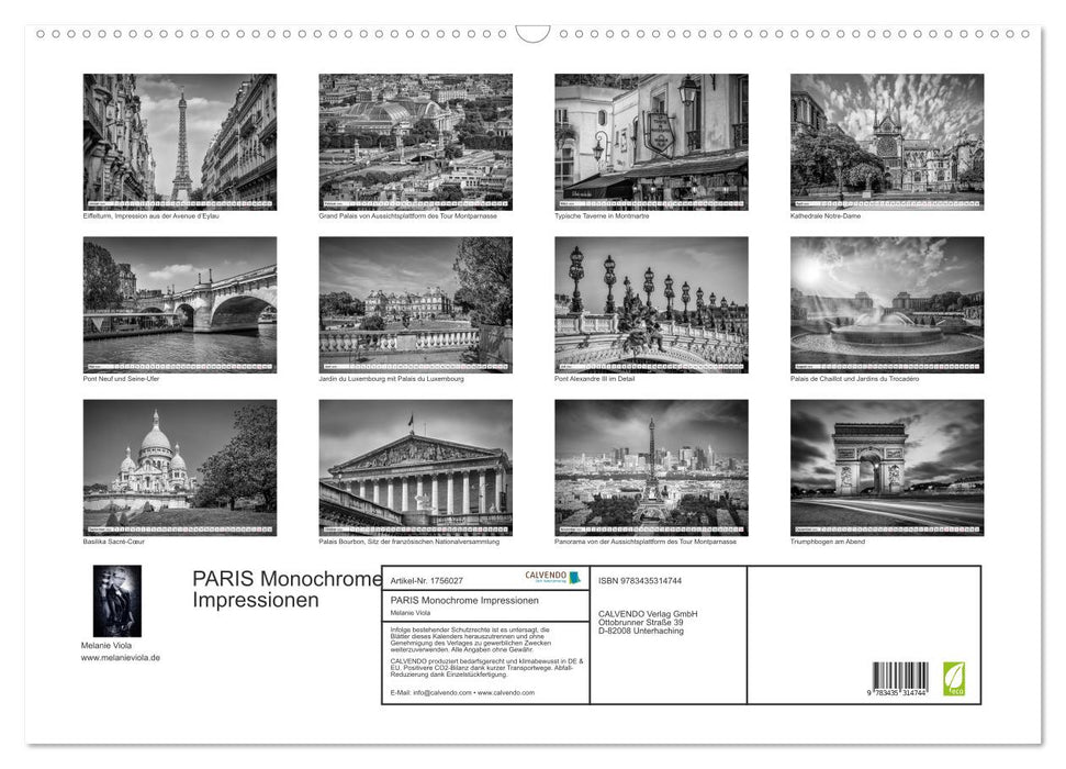 PARIS Monochrome Impressionen (CALVENDO Wandkalender 2025)