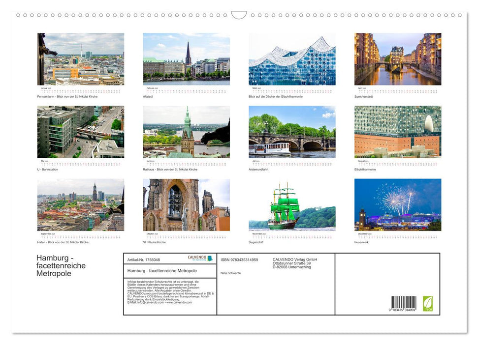 Hamburg - facettenreiche Metropole (CALVENDO Wandkalender 2025)