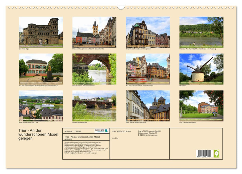 Trier - An der wunderschönen Mosel gelegen (CALVENDO Wandkalender 2025)