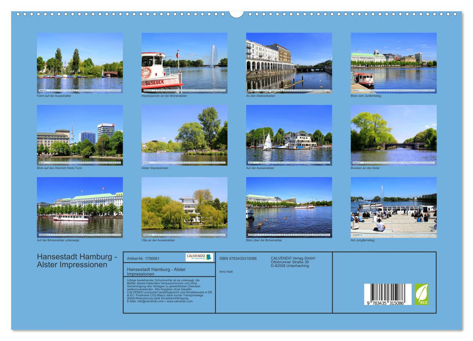 Hansestadt Hamburg - Alster Impressionen (CALVENDO Premium Wandkalender 2025)