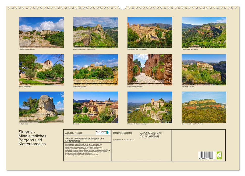 Siurana - Mittelalterliches Bergdorf und Kletterparadies (CALVENDO Wandkalender 2025)