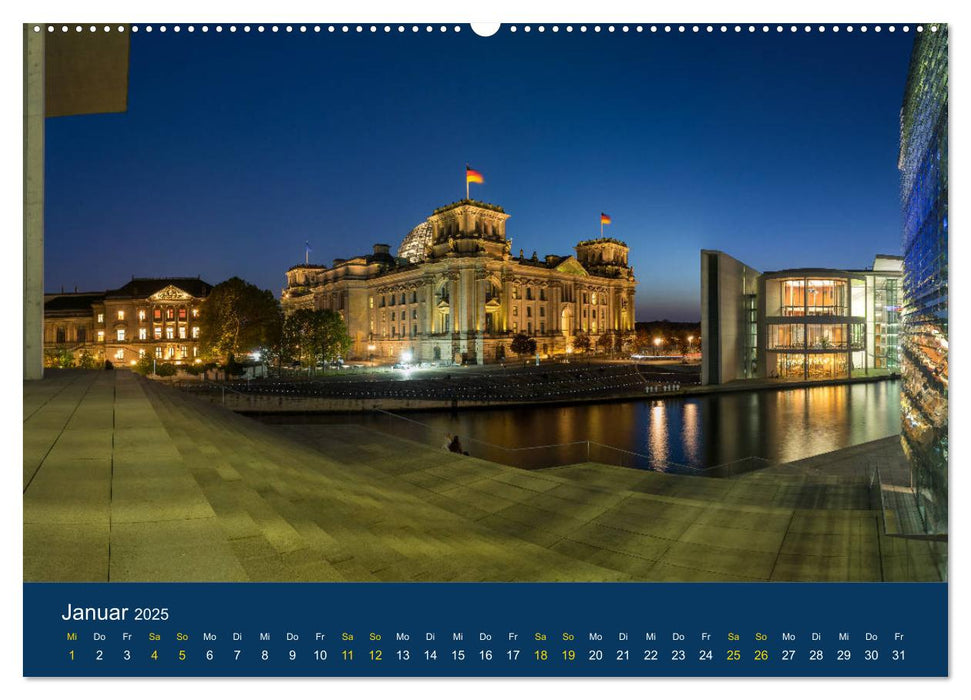 Berlin zur Blauen Stunde - 12 Berliner Sehenswürdigkeiten (CALVENDO Wandkalender 2025)