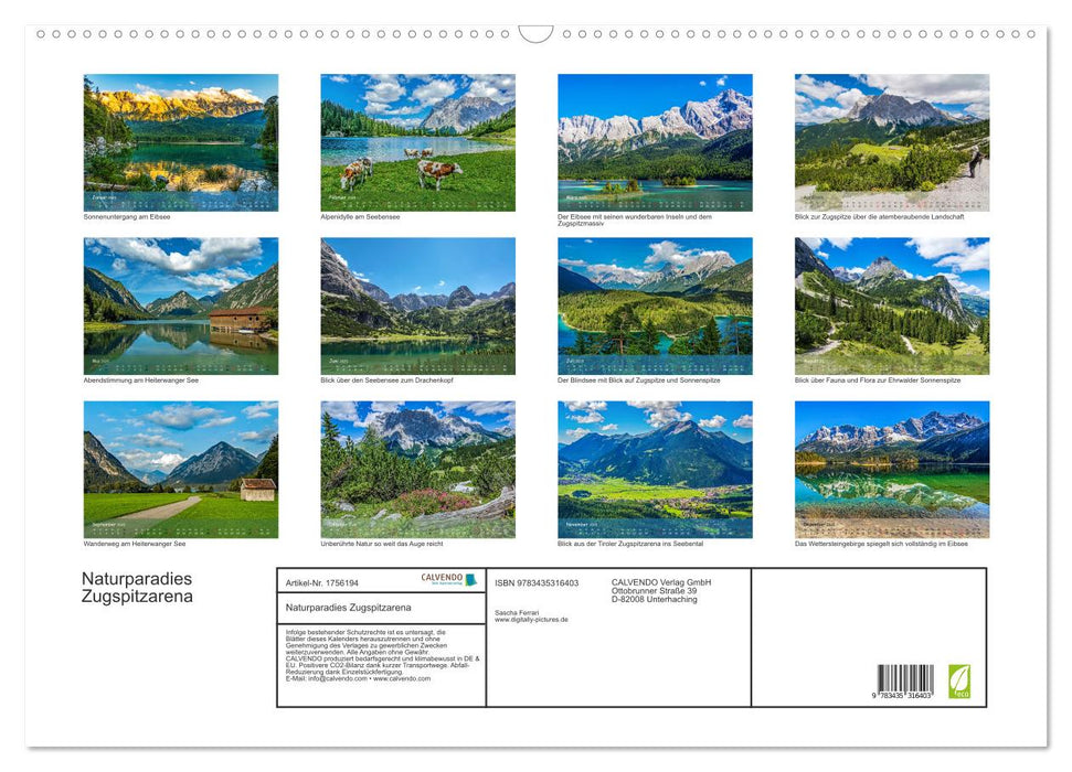 Naturparadies Zugspitzarena (CALVENDO Wandkalender 2025)